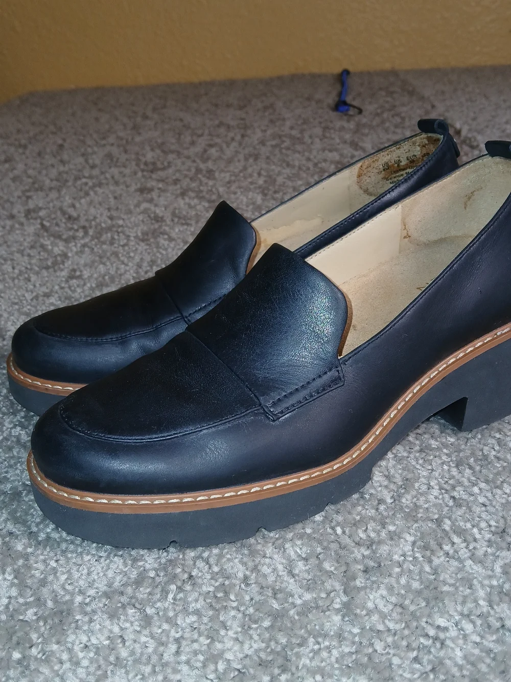 Naturalizer Women's Lug Sole Healed Loafers Shoes Size 8M Black Cabaret‎